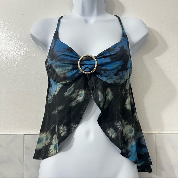 Urban Outfitters M Tie Dye Floral Halter Y2K Babydoll Fairy Grunge Tank Cami Top - Picture 1 of 10